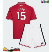 Camisa de Futebol Manchester United Leny Yoro #15 Equipamento Principal Infantil 2026-27 Manga Curta (+ Calças curtas)
